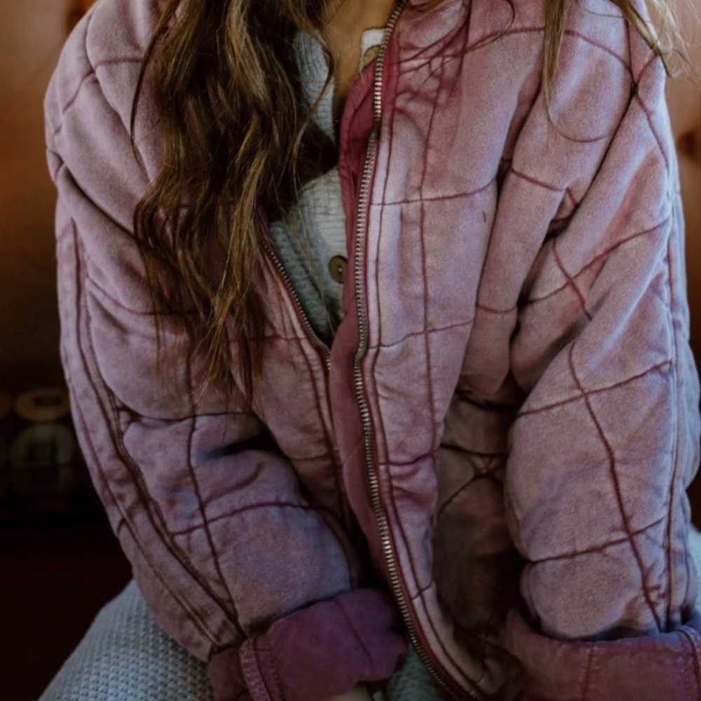 Free People Quilted Corduroy Puffer Jacket in Dusty Rose - Picture 4 of 6